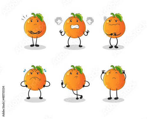 Orange angry group character. cartoon mascot vector