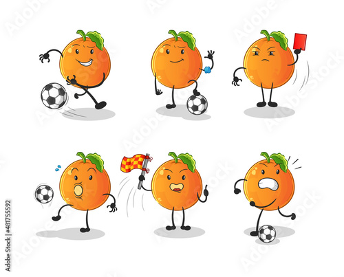 Orange football group character. cartoon mascot vector