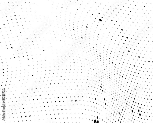 Abstract halfton texture in black and white. A chaotic pattern of dots on a white background. Vector modern optical texture of pop art for posters  business cards  covers  label layouts  stickers