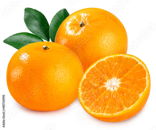 Fresh Mandarin Orange isolated on white background, Taiwan Tangerine Orange on White Background With clipping path.