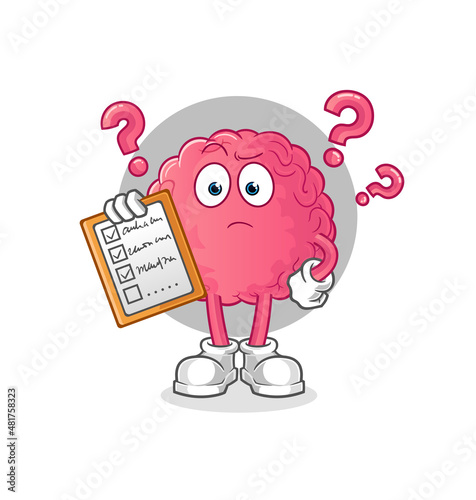 brain schedule list vector. cartoon character
