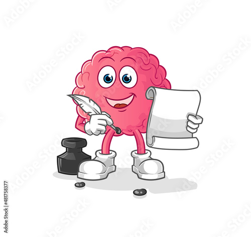 brain writer vector. cartoon character