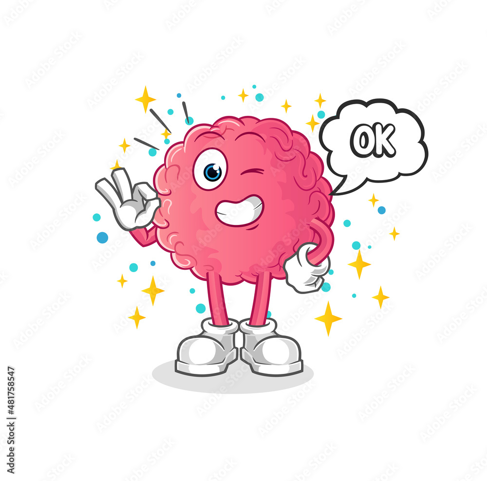Obraz premium brain agree mascot. cartoon vector