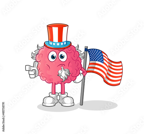 brain uncle sam character. cartoon mascot vector