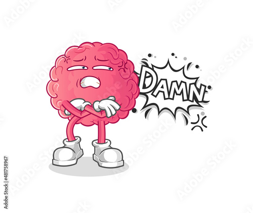 brain very pissed off illustration. character vector