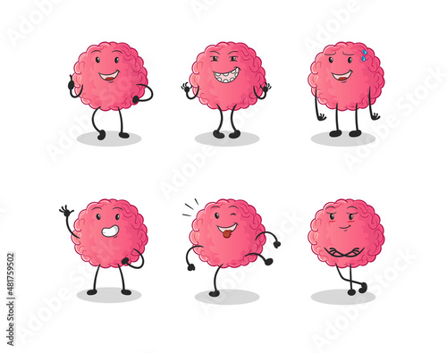 brain happy set character. cartoon mascot vector