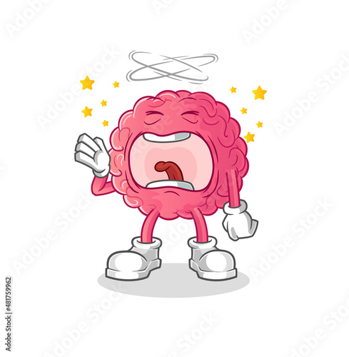 brain yawn character. cartoon mascot vector