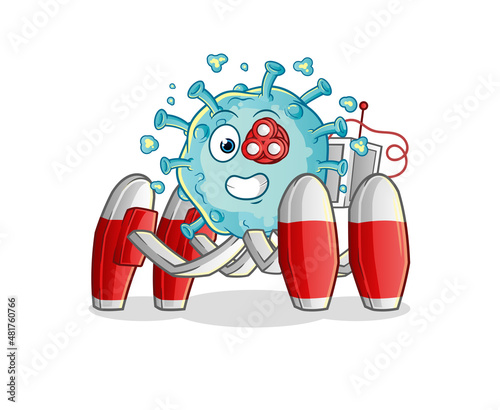 corona virus future robot vector. cartoon character