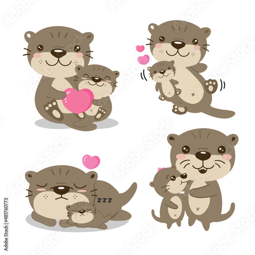 Cute Otters for Mother's Day. Otters mom and baby