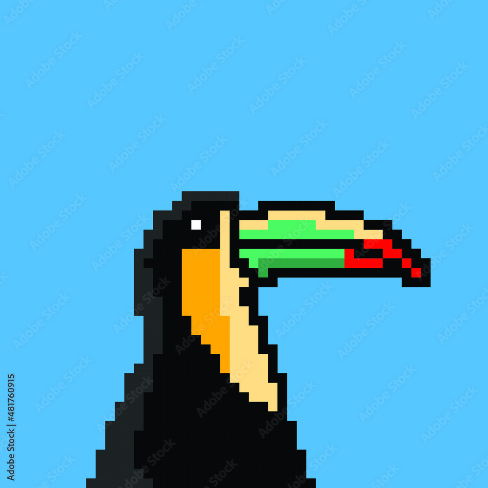 toucan bird character pixel illustration