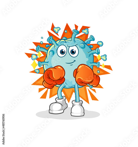 corona virus boxer character. cartoon mascot vector