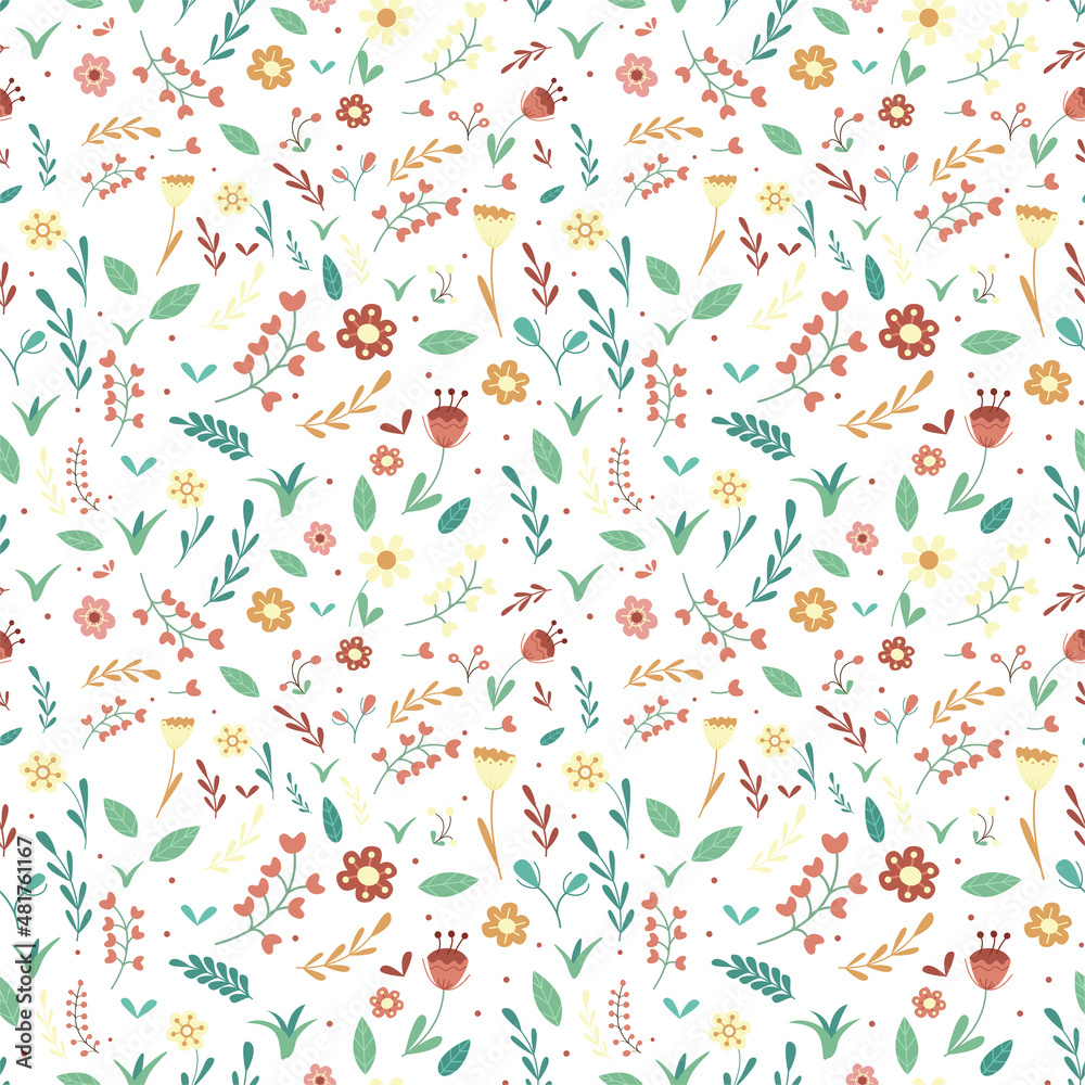 Seamless vector pattern with flowers and leaves Seamless vector pattern with flowers and leaves