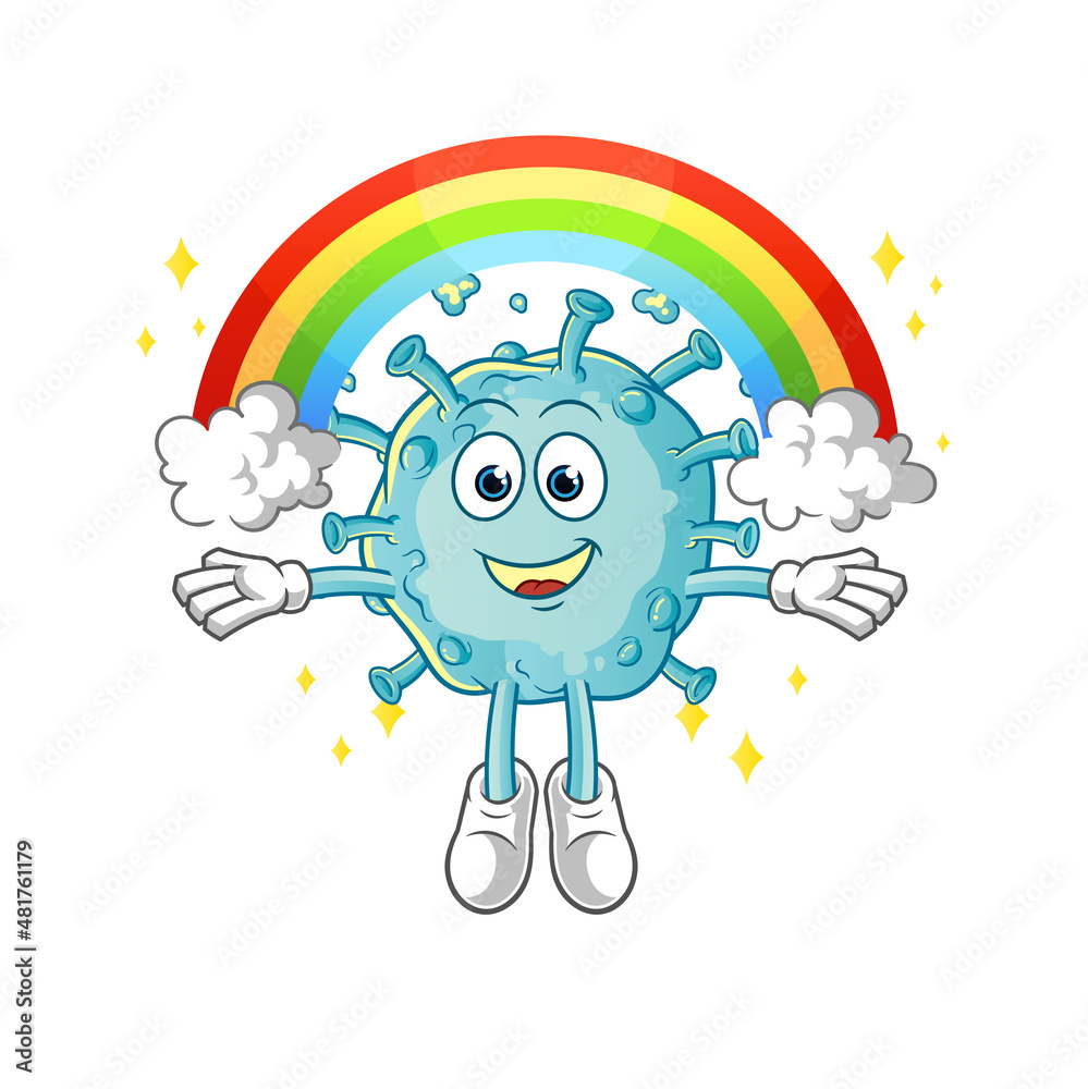 corona virus with a rainbow. cartoon vector