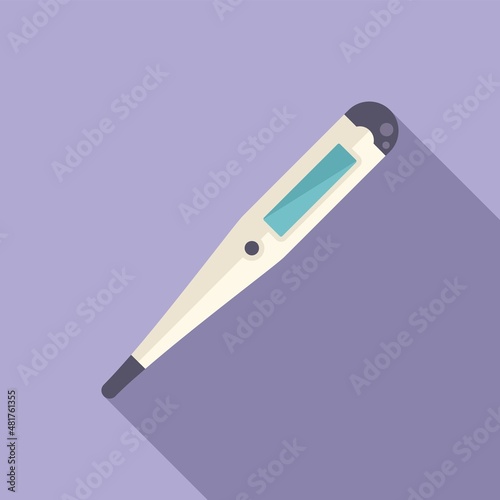 Home thermometer icon flat vector. Digital temperature