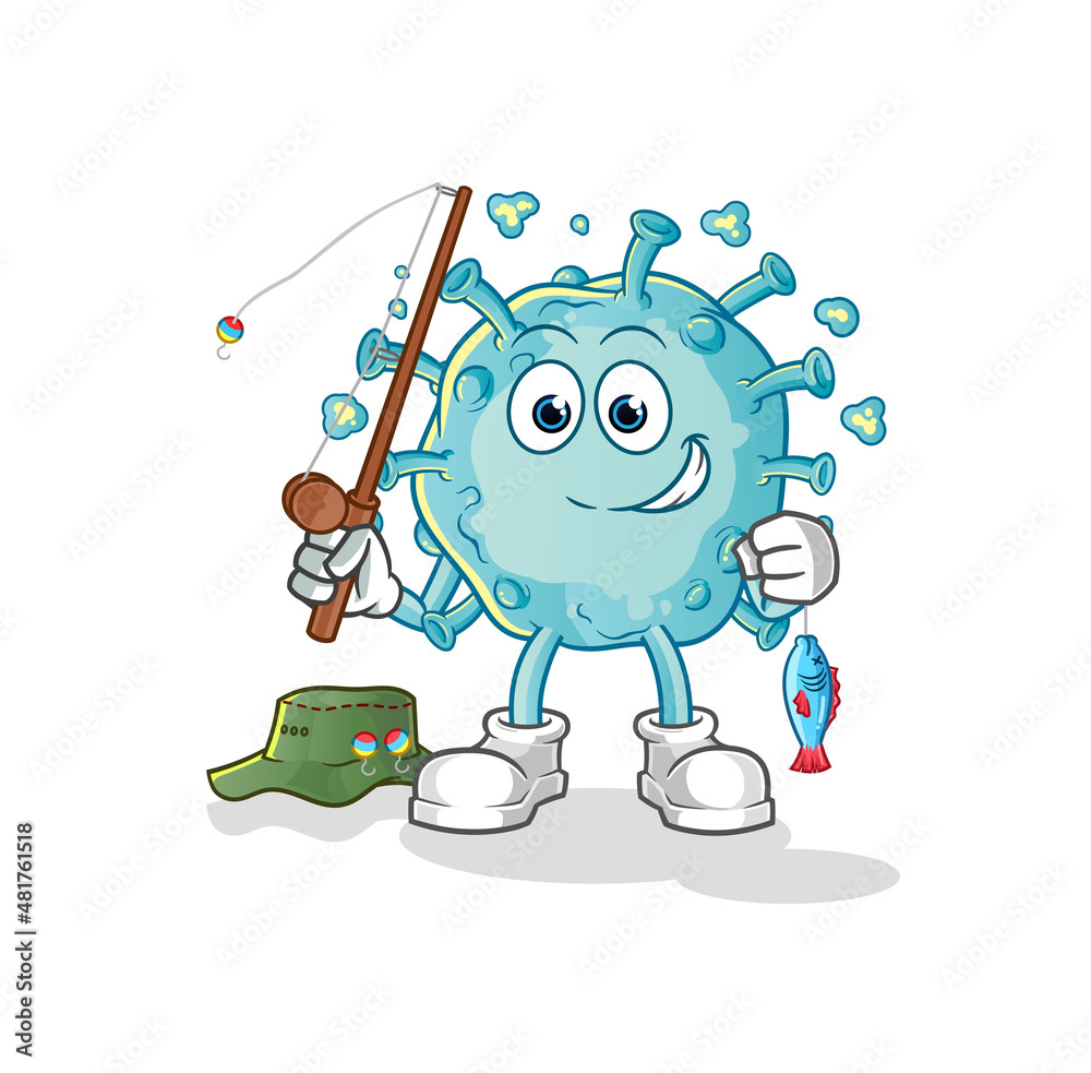 Obraz premium corona virus fisherman illustration. character vector