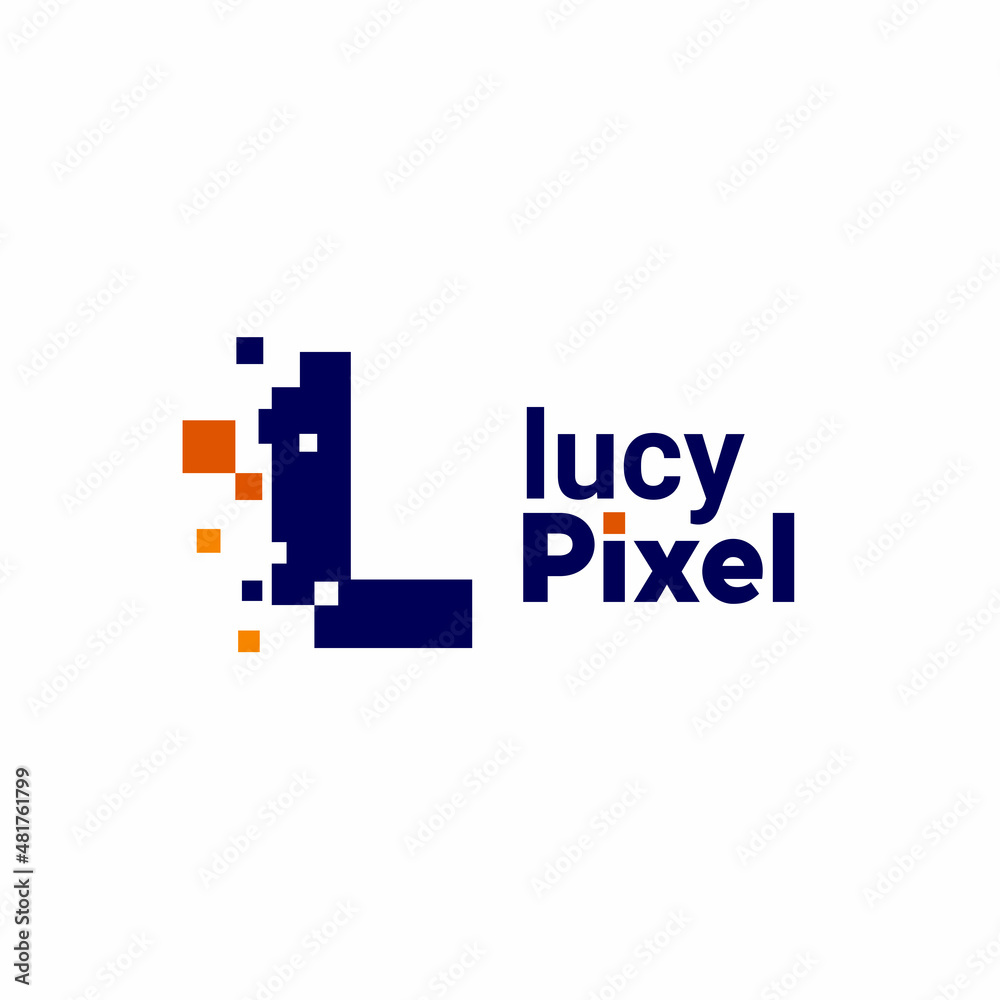 Minimalist Point Letter L Logo. L letter pixel mark digital 8 bit Minimalist Point Letter L Logo. L letter pixel mark digital 8 bit