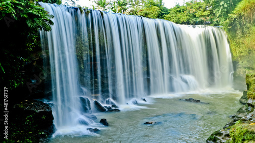 Landscape photo  Temam Waterfall  beautiful waterfall in Lubuk Linggau  South Sumatera province  Indonesia