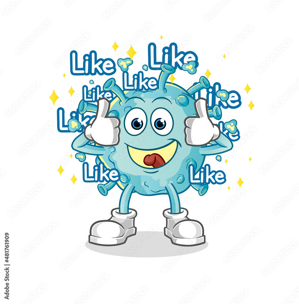 corona virus give lots of likes. cartoon vector corona virus give lots of likes. cartoon vector