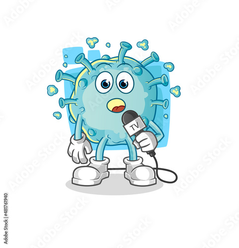 corona virus tv reporter cartoon. cartoon mascot vector