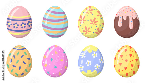 pastel Easter eggs set illustration in cartoon style