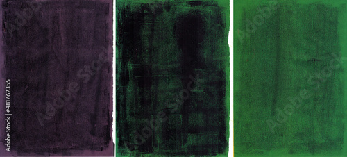 The texture of the aged surface. A set of backgrounds. Made by hand in ink on green and purple paper.