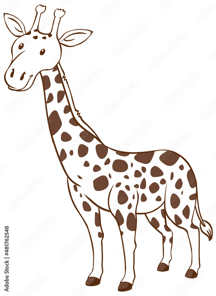 Obraz premium Giraffe in doodle simple style on white background