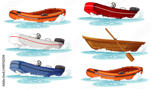 Set of different kinds of boats and ships isolated