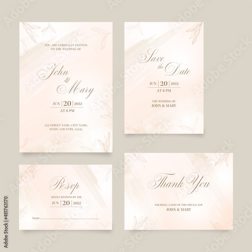 Wedding Invitation Card Suite In Pink Color.