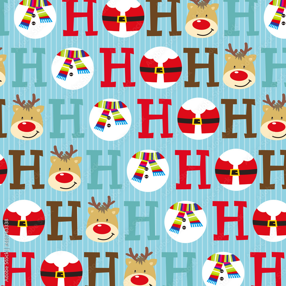 Fototapeta seamless pattern with christmas ho ho ho