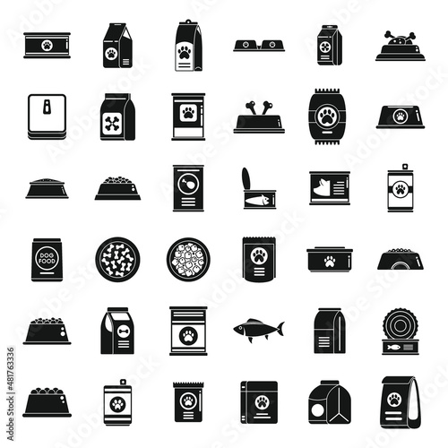 Dog food icons set simple vector. Animal pet