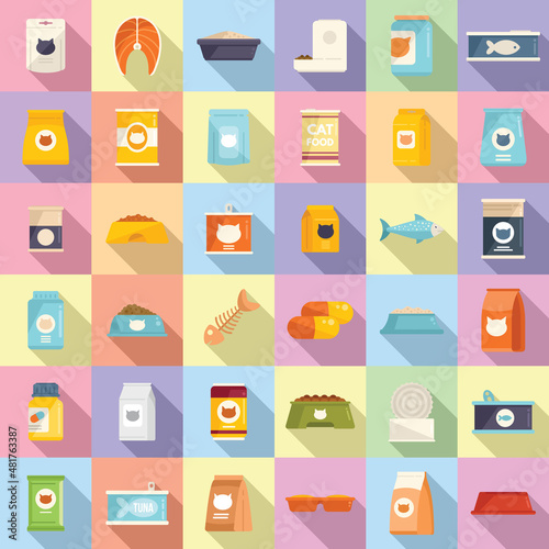 Cat food icon flat vector. Canned food