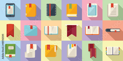 Bookmark icon flat vector. Dictionary book