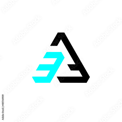3A or 3a, abstract monogram logo design vector templates in triangle shape