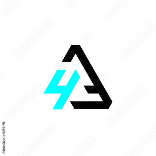 A4, 4a abstract monogram logo design vector templates in triangle shape