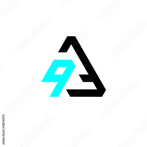9A, A9 abstract monogram logo design vector templates in triangle shape