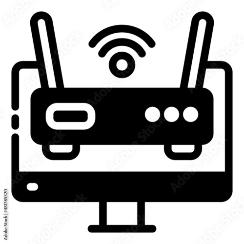 router modem wireless internet connection icon solid style for cloud computing 