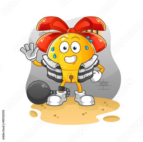 jingle bell criminal in jail. cartoon character