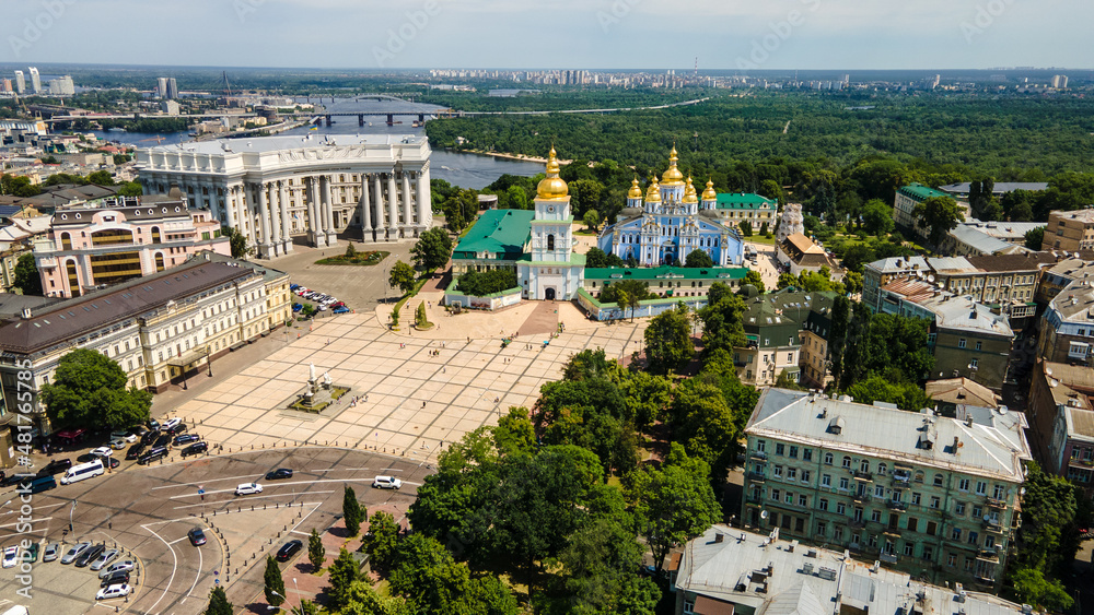 Mikhailovsky Golden-Domed Monastery - an active monastery in Kiev from a height