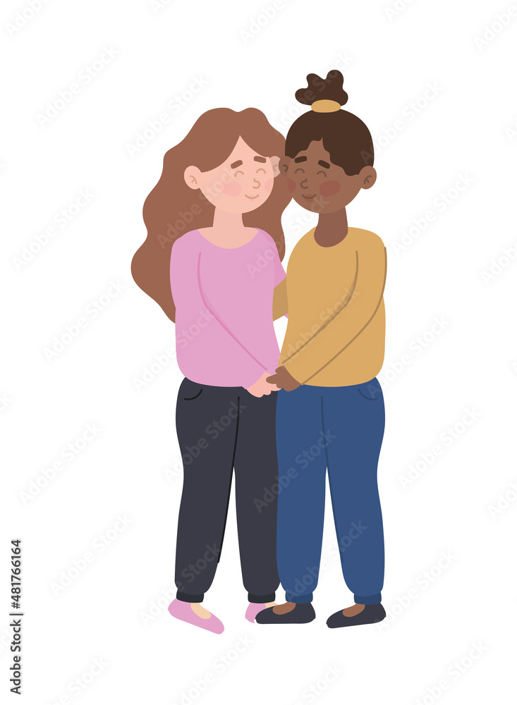Obraz premium lesbian couple cartoon