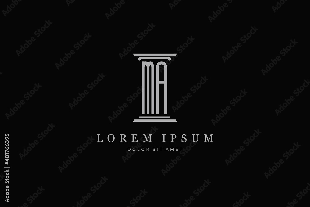 pillar logo icon letter MA minimal design inspiration - obrazy, fototapety, plakaty 