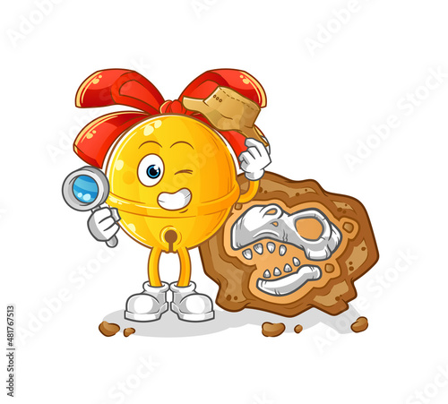 jingle bell archaeologists with fossils mascot. cartoon vector