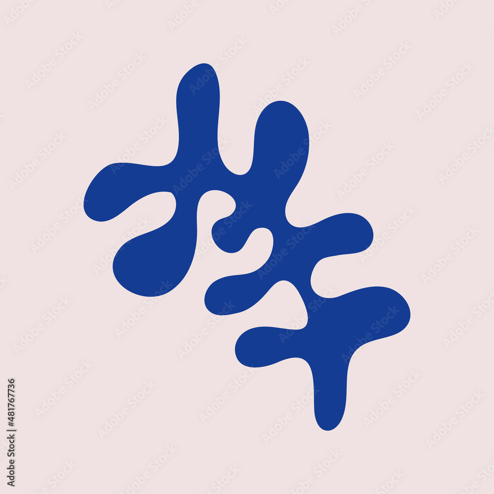 Abstract seaweed silhouette cut out. Flat vector illustration of organic plant in collage technique isolated. Inspired by Henri Matisse.