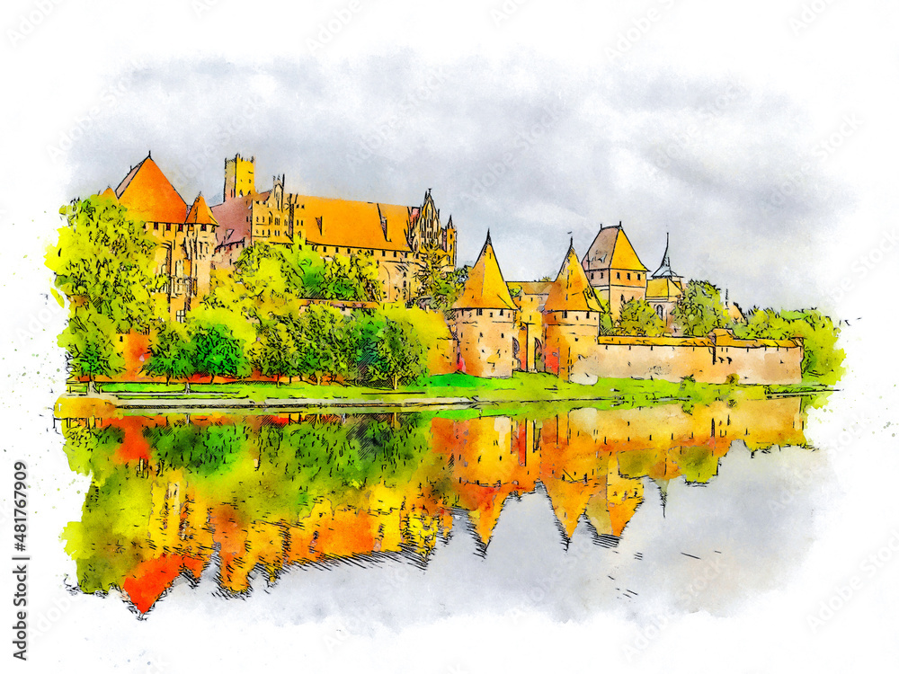 Malbork Castle Poland Castle Of The Teutonic Order From Across The malbork-castle-poland-castle-of-the-teutonic-order-from-across-the