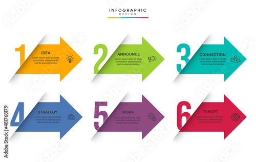 Steps business timeline process infographic template design with icons