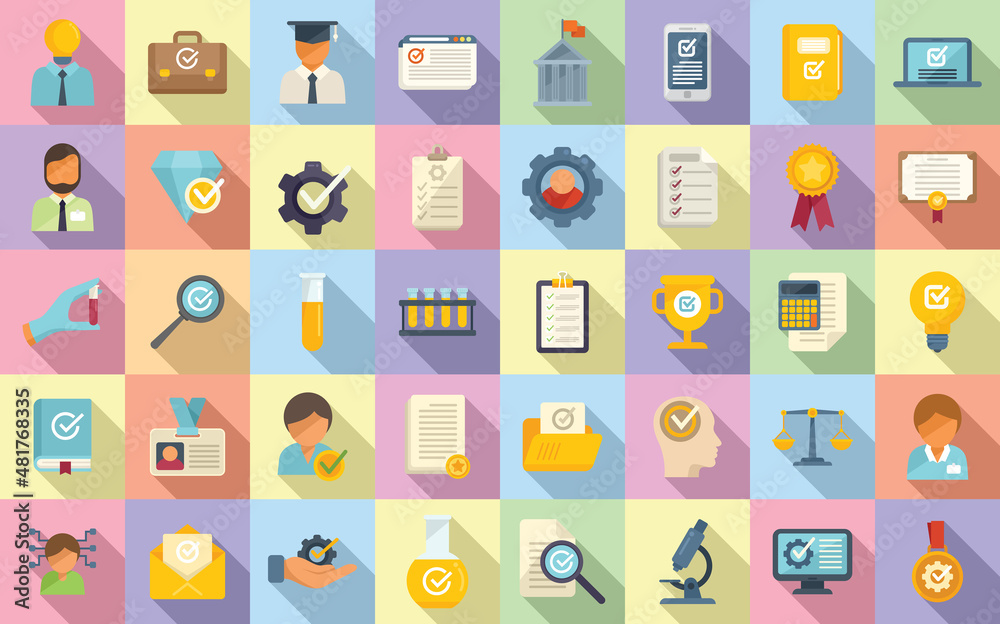Fototapeta premium Expertise icons set flat vector. Central manager