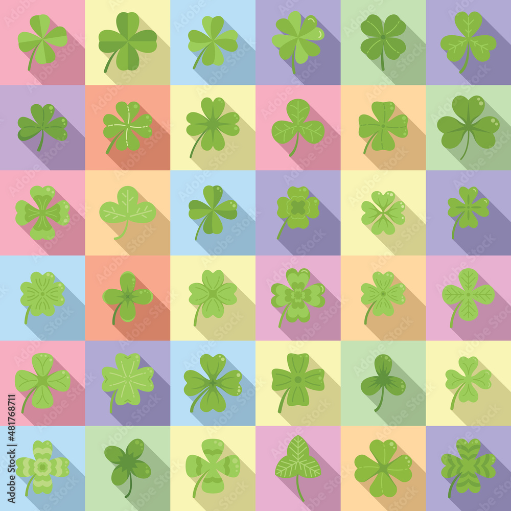 Fototapeta premium Clover icons set flat vector. Leaf celebration