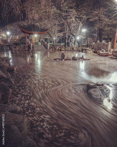 fountain at night