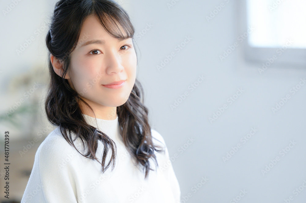 Beautiful Asian (Japanese) woman looking up Copy Space Beautiful Asian (Japanese) woman looking up Copy Space