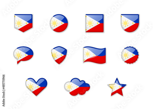 Free Download Philippines - set of shiny flags of different shapes. - GFXLoad