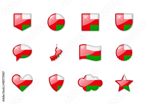 Free Download Oman - set of shiny flags of different shapes. - GFXLoad